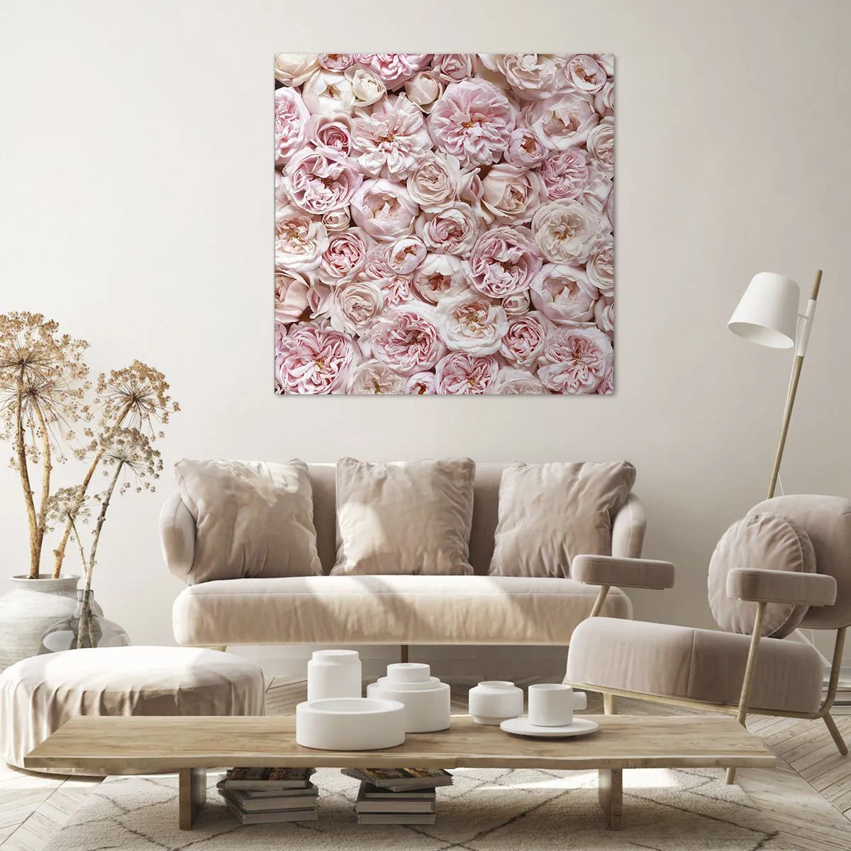 Lærredstryk - Billede på lærred - Overstrøet med roser - 30x30 cm