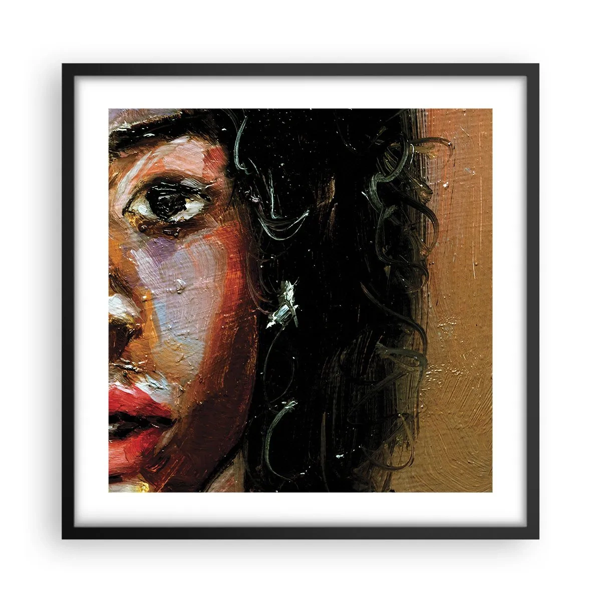 Plakat i sort ramme - Sort og glitter - 50x50 cm