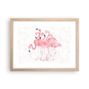 Plakat i ramme af lyst egetræ - Lyserød ansambl - 40x30 cm