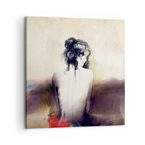 Lærredstryk - Billede på lærred - Glatte linjer, ovale former - 60x60 cm