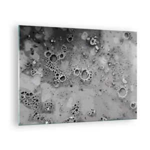 Billede på glas - Et abstrakt mønster, der ligner månens overflade i grå nuancer. - 70x50cm - Som et månelandskab - Moderne vægdekoration til stue og soveværelse ARTTOR