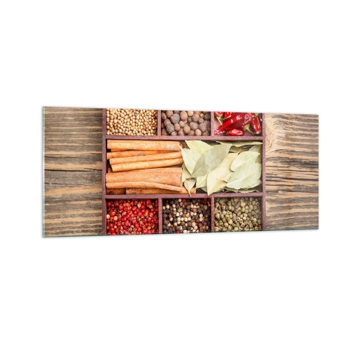 Billede på glas - Orden af former, duftbuket af aromaer - 100x40 cm