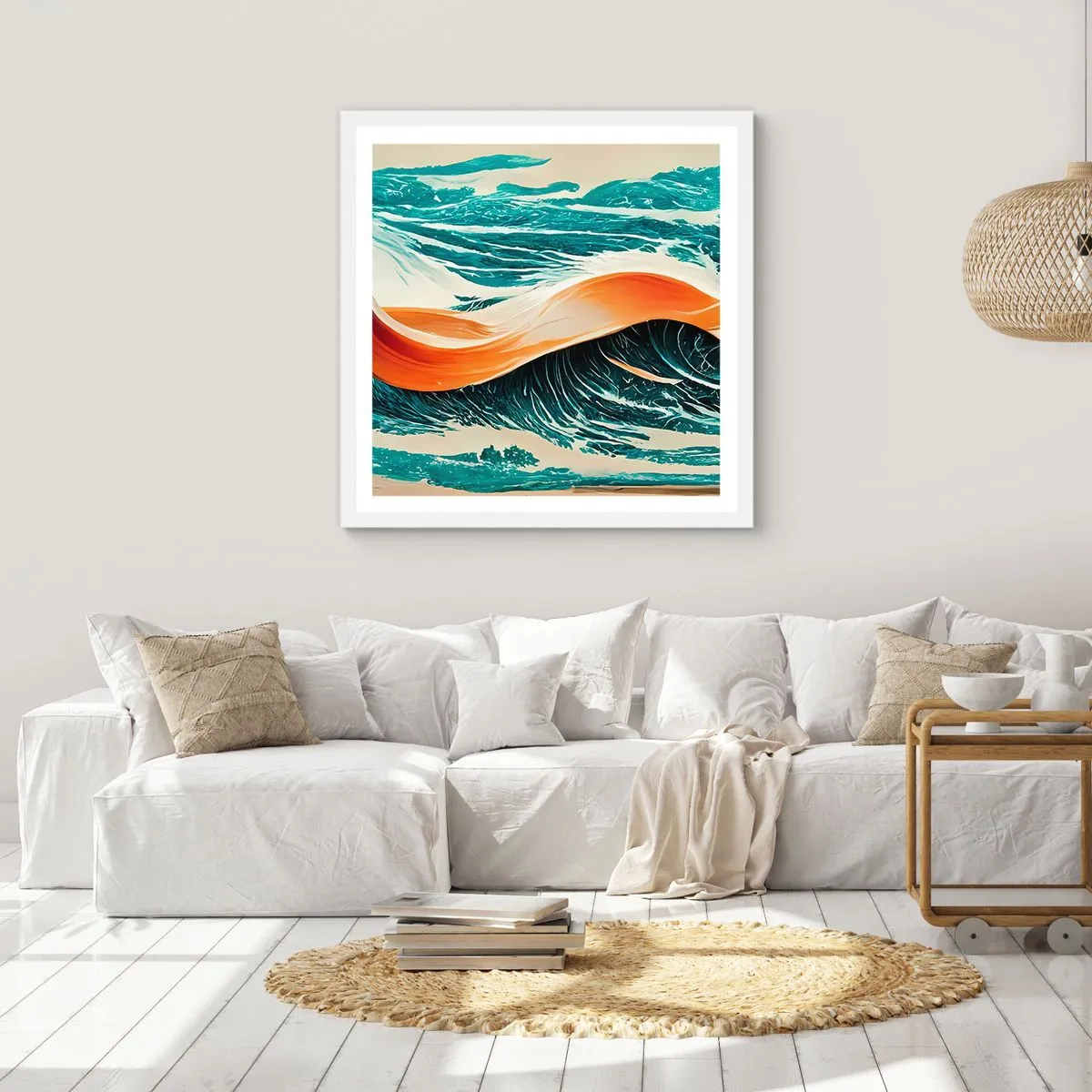 Plakat i hvid ramme - Surferens drøm - 60x60 cm