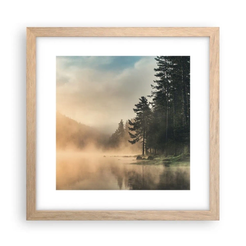 Plakat i ramme af lyst egetræ - En dags fødsel - 30x30 cm