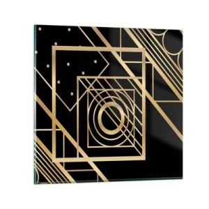 Billede på glas - Gylden geometri - 30x30 cm