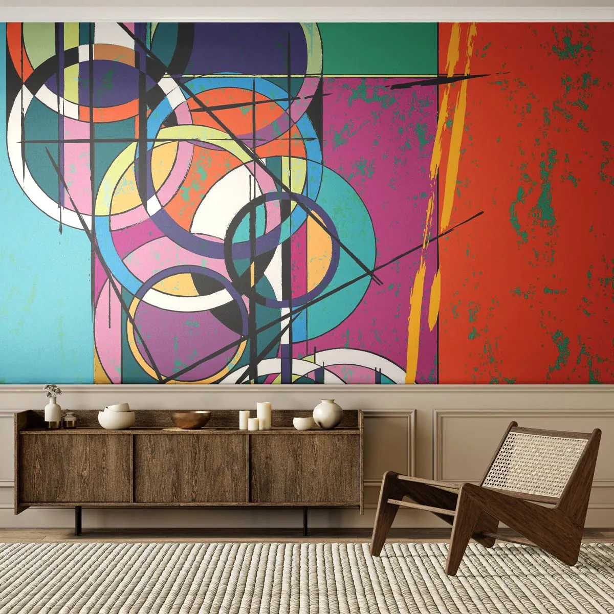 Fototapet Premium Canvas - Hjul for hjul - Abstraktion, Stykke, Grafik - 250x175 cm