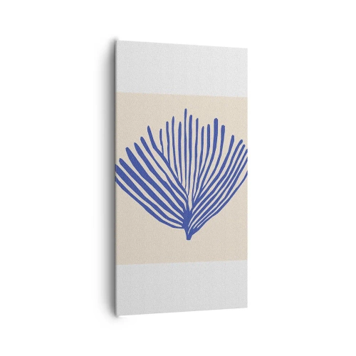 Lærredstryk - Billede på lærred - Blå vifte - 65x120 cm