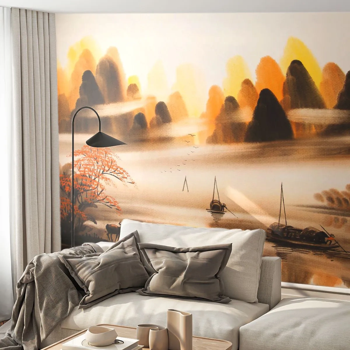 Fototapet Premium Sand - Længere væk end det fjerne Østen - Kina, Landskab, Asien - 100x70 cm