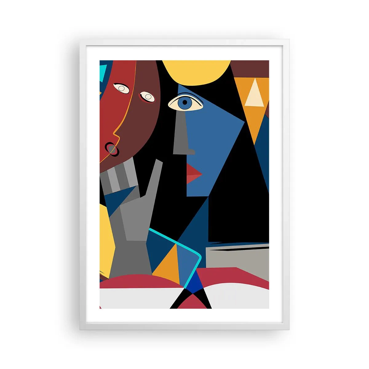 Plakat i hvid ramme - Kubistisk samtale - 50x70 cm