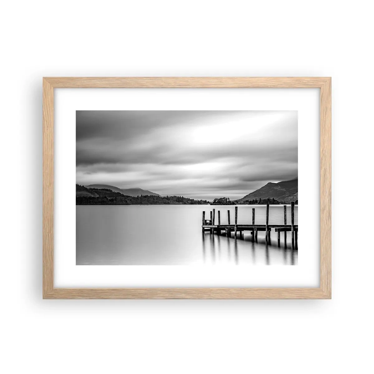 Plakat i ramme af lyst egetræ - Mildhed og styrke - 40x30 cm