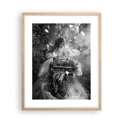 Plakat i ramme af lyst egetræ - Selve Moder - Naturen - 40x50 cm