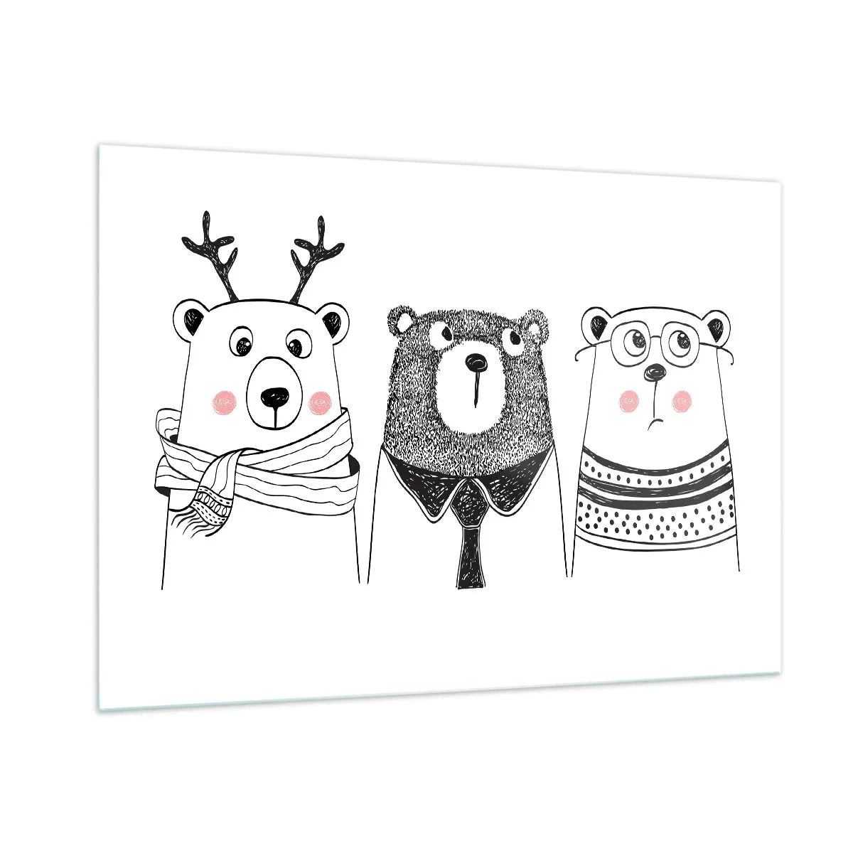 Billede på glas - Bamse, bamse, bamse og bamse - 100x70 cm