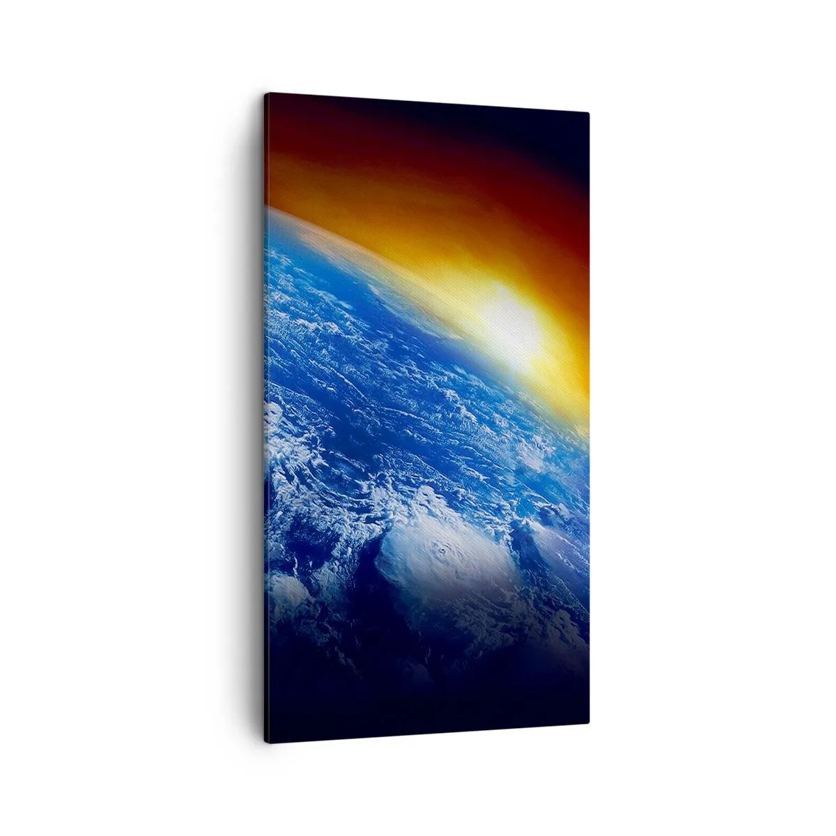 Lærredstryk - Billede på lærred - Solopgang over den blå planet - 45x80 cm