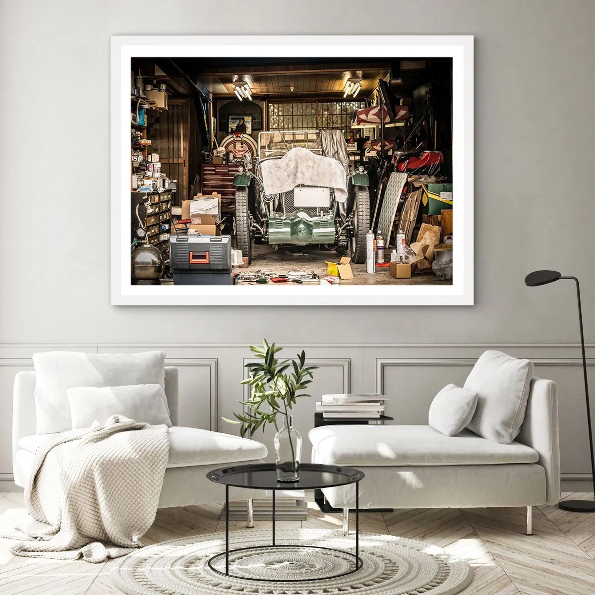 Plakat i hvid ramme - Tilbage til fortiden - 91x61 cm