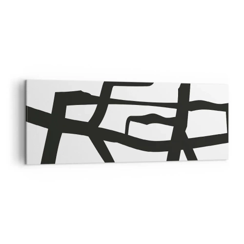 Lærredstryk - Billede på lærred - Sort og hvid konstruktion - 140x50 cm