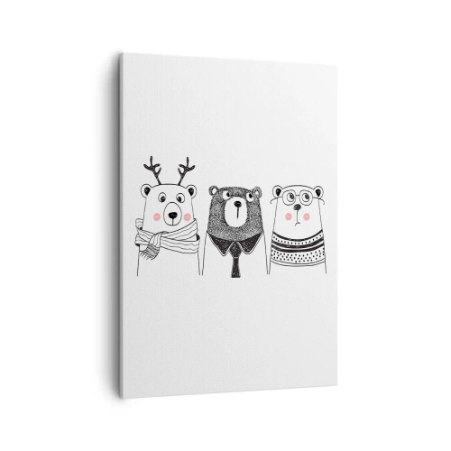 Lærredstryk - Billede på lærred - Bamse, bamse, bamse og bamse - 50x70 cm