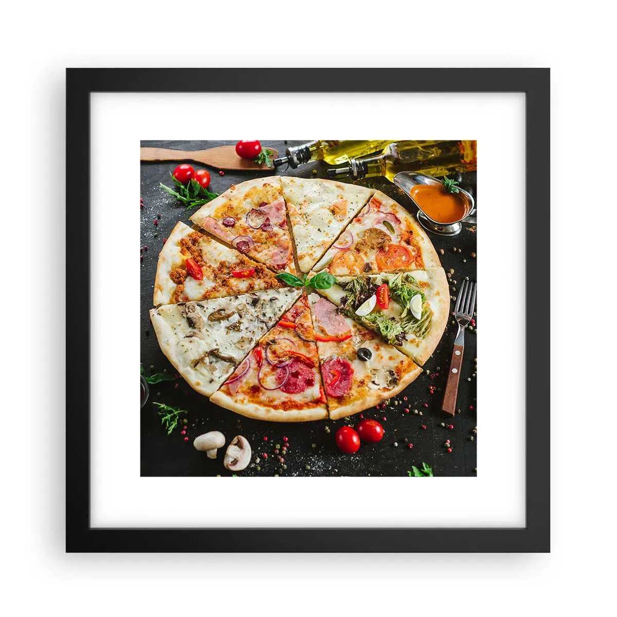 Plakat i sort ramme - Et udvalg af smagsvarianter - 30x30 cm