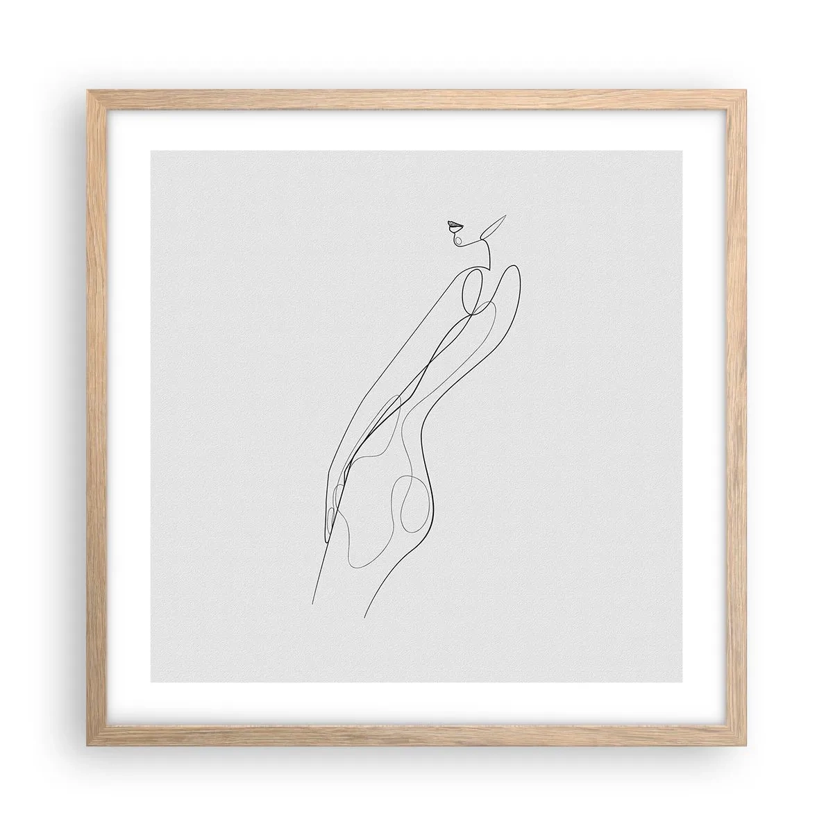 Plakat i ramme af lyst egetræ - Næppe et løfte - 50x50 cm