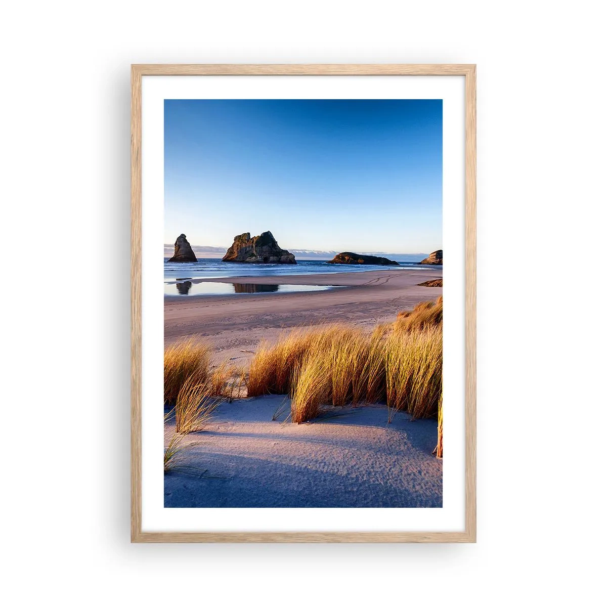 Plakat i ramme af lyst egetræ - For dem, der søger ro - 50x70 cm