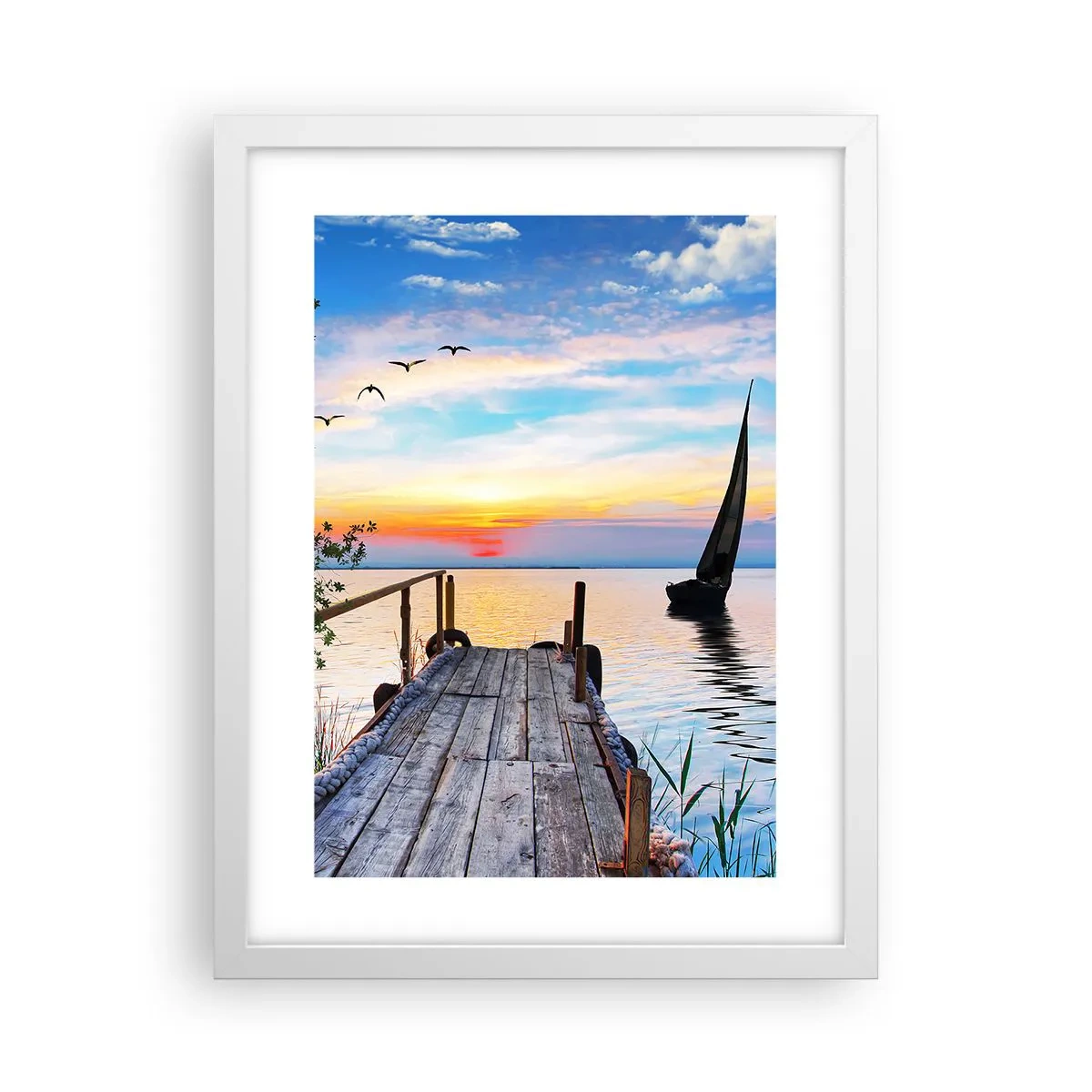 Plakat i hvid ramme - Godaften - 30x40 cm