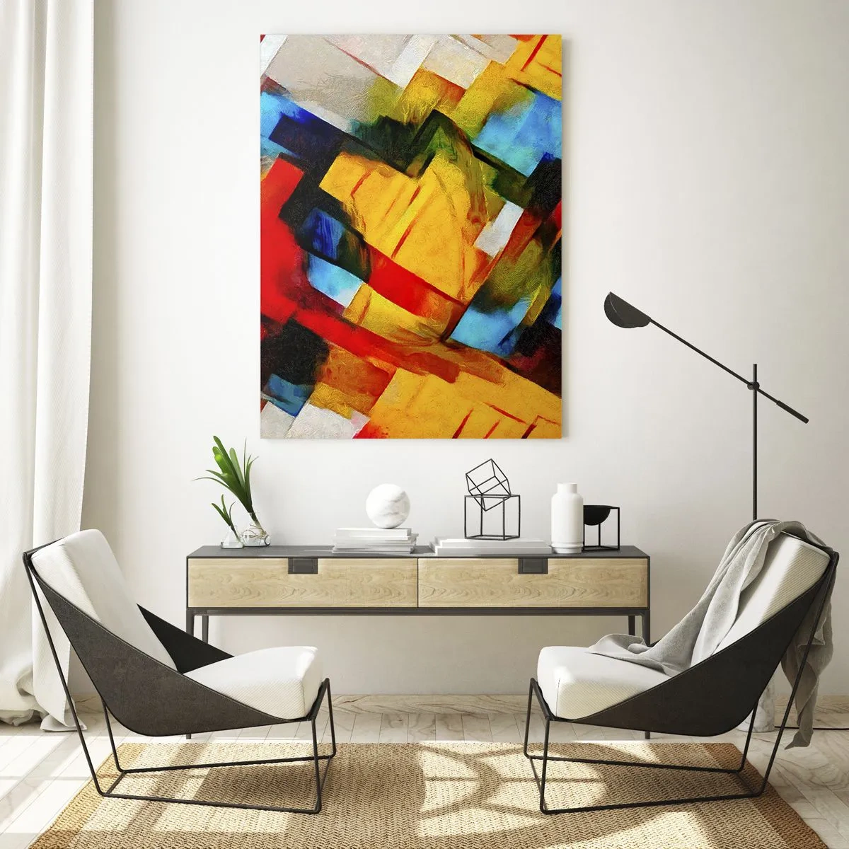 Billede på glas - Flerfarvet lagdeling - 50x70 cm