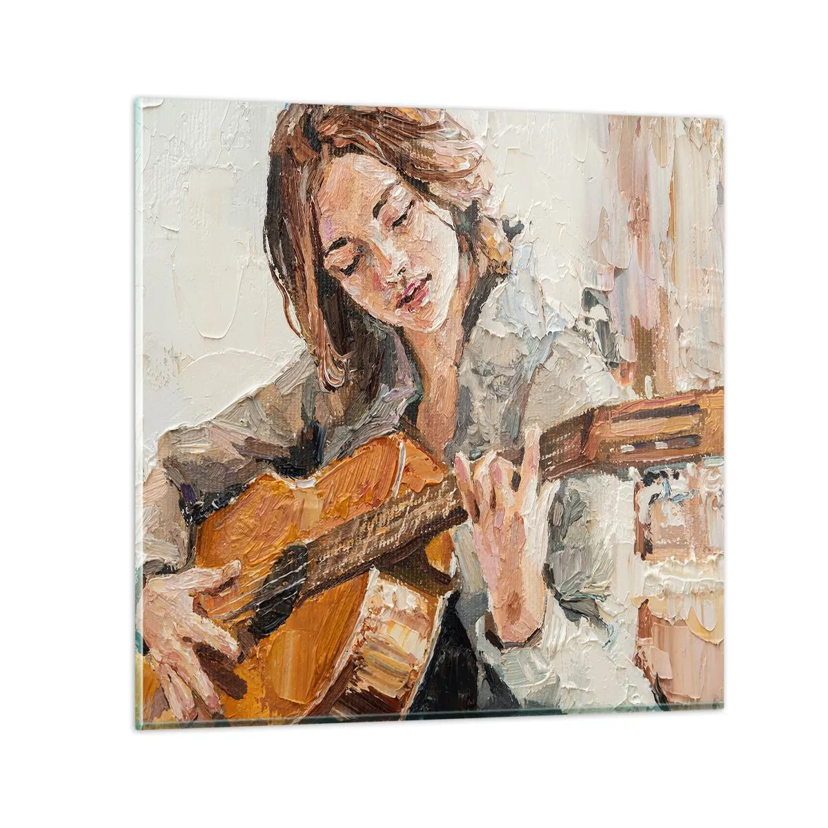 Billede på glas - Koncert for guitar og et pigehjerte - 40x40 cm