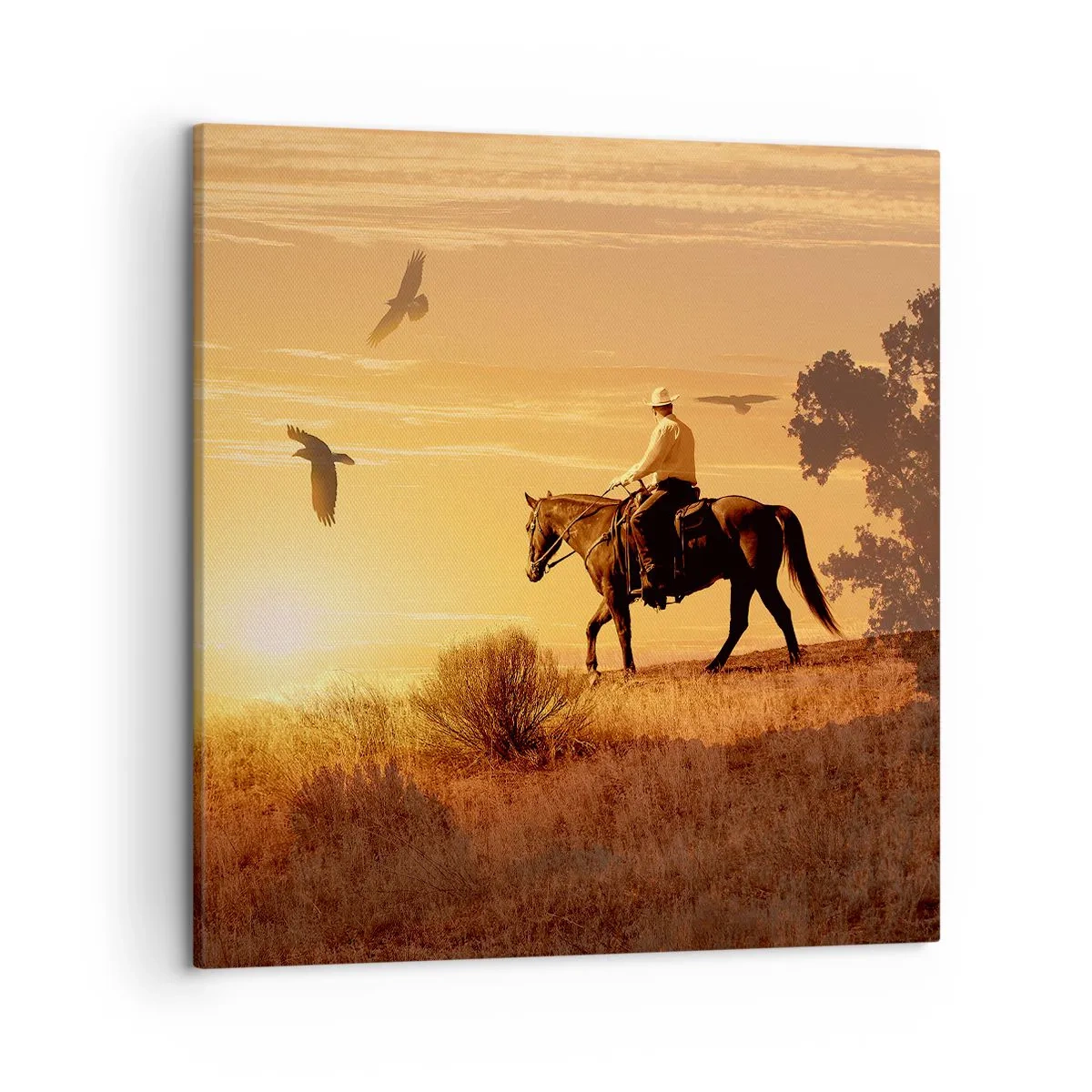 Lærredstryk - Billede på lærred - Alene på tværs af prærien - 50x50 cm