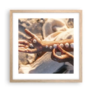 Plakat i ramme af lyst egetræ - Skønhed inden for rækkevidde - 40x40 cm