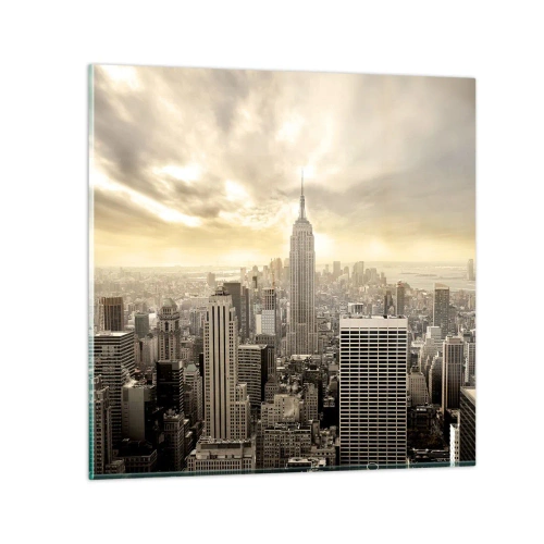 Billede på glas - New York vævet af grå - 50x50 cm