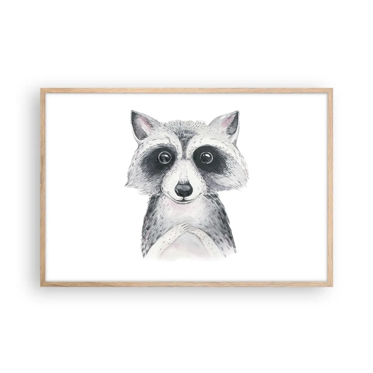 Plakat i ramme af lyst egetræ - Et øjeblik til at trække på skuldrene - 91x61 cm