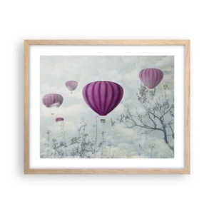 Plakat i ramme af lyst egetræ - Som skibe på himlen - 50x40 cm