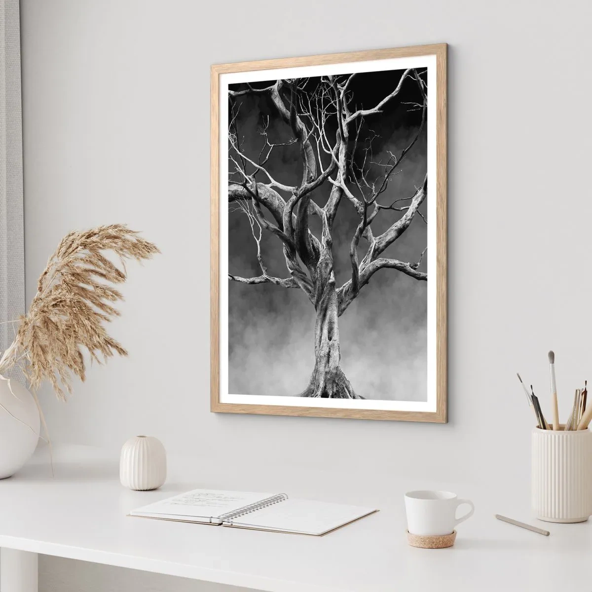 Plakat i ramme af lyst egetræ - Primær og hellig - 61x91 cm