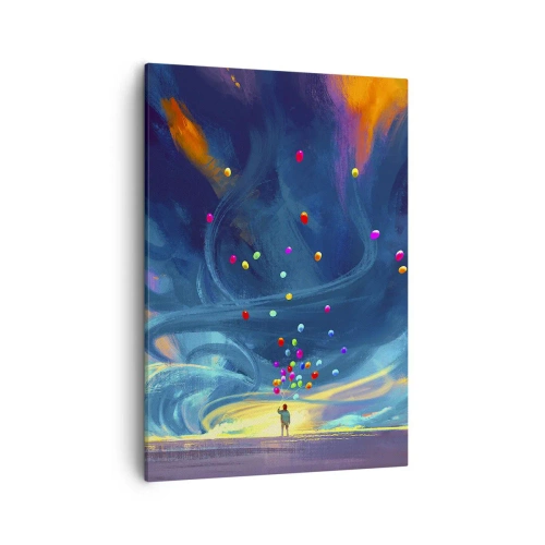 Lærredstryk - Billede på lærred - På en blå vind - 50x70 cm