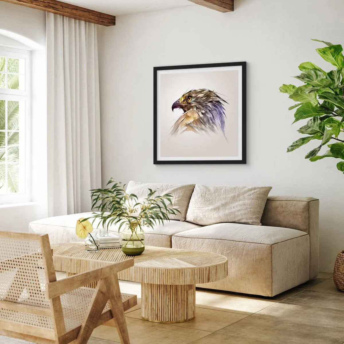 Plakat i sort ramme - Portræt af en kriger - 50x50 cm