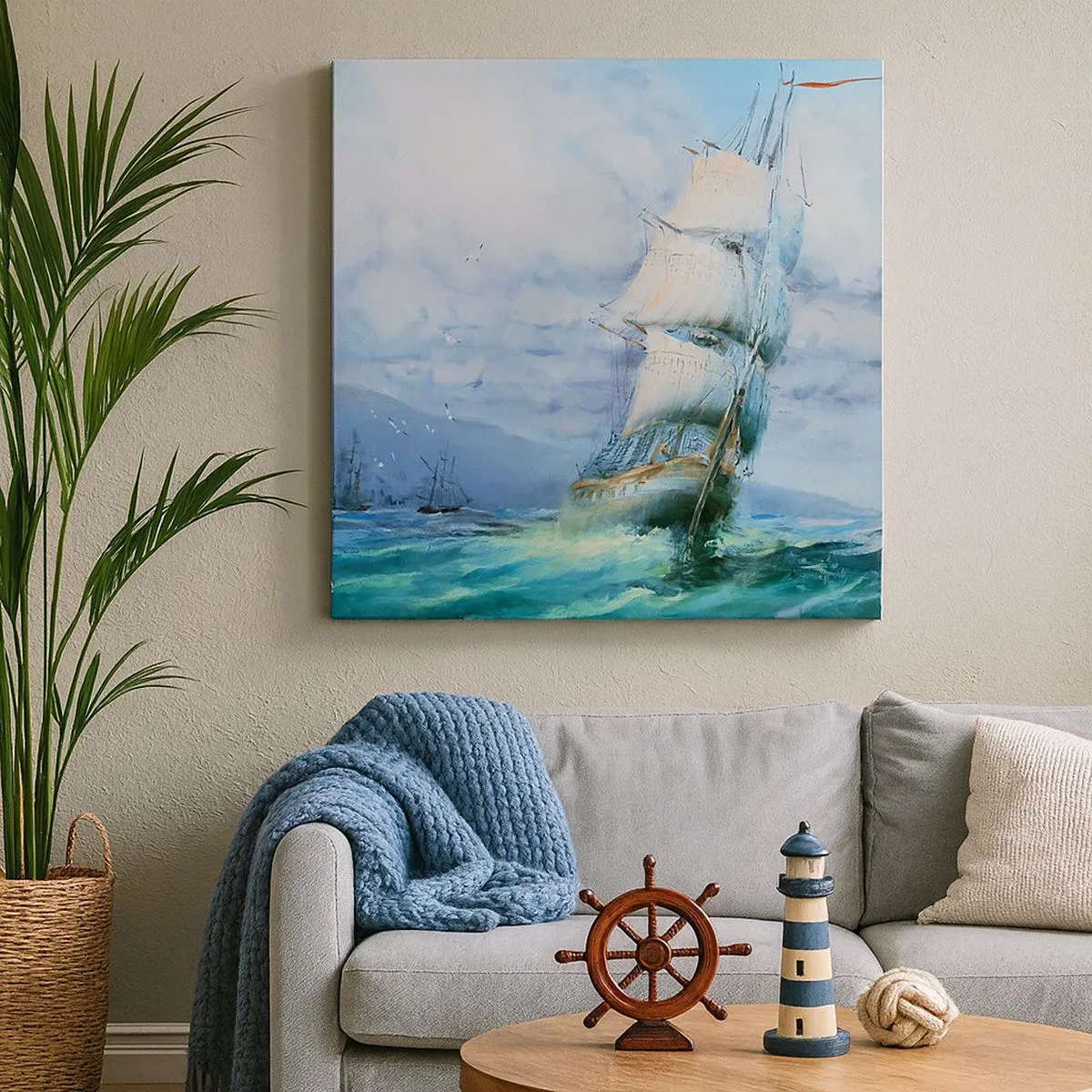 Lærredstryk - Billede på lærred - God vind - 30x30 cm