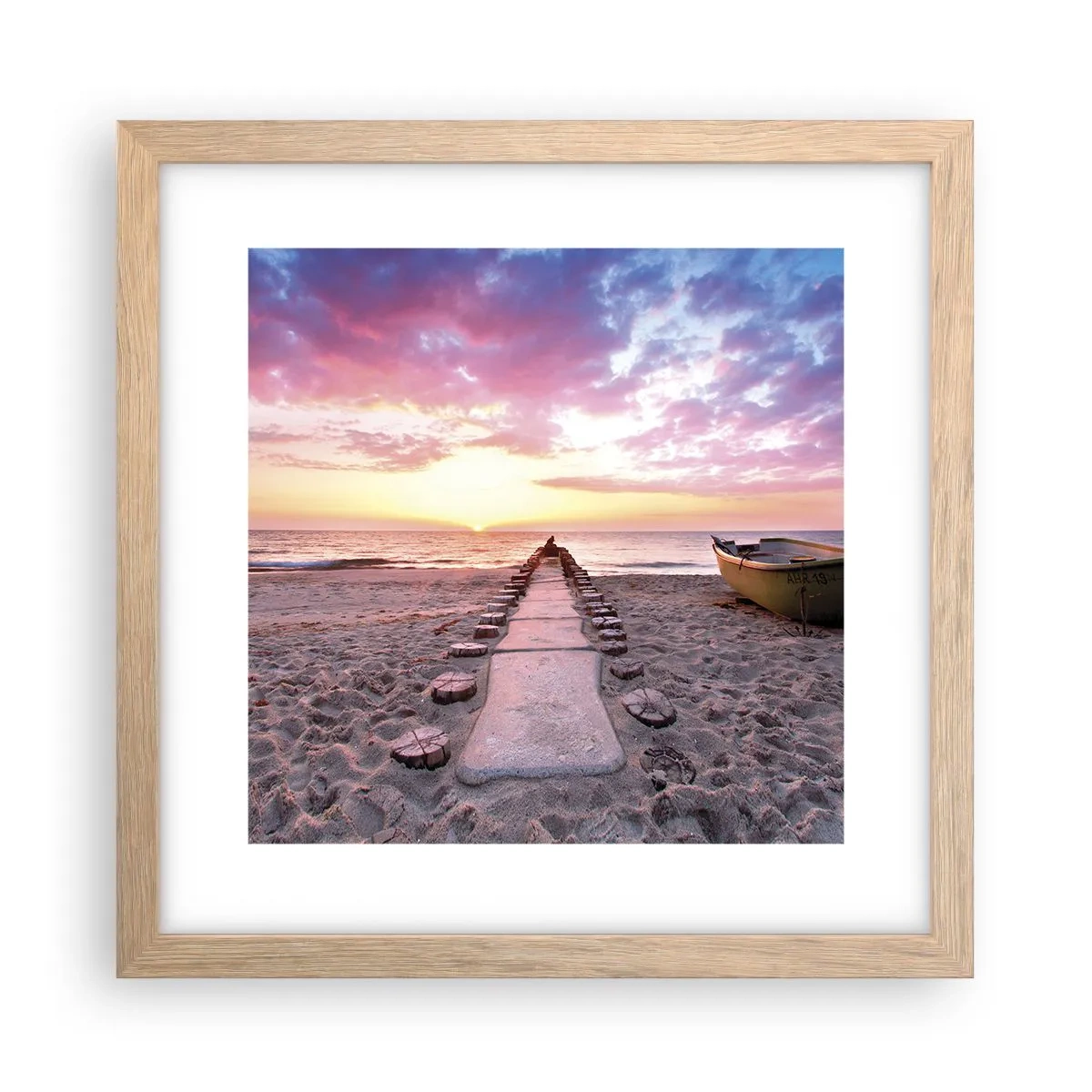 Plakat i ramme af lyst egetræ - Et øjeblik med en dybtgående oplevelse - 30x30 cm