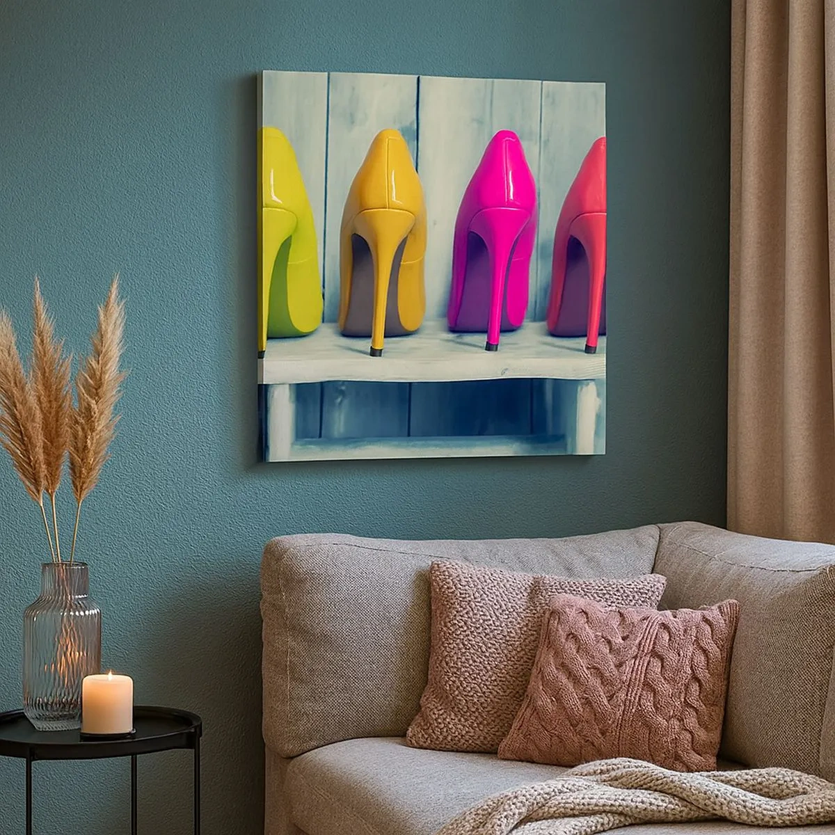 Lærredstryk - Billede på lærred - Gå på en regnbue - 30x30 cm