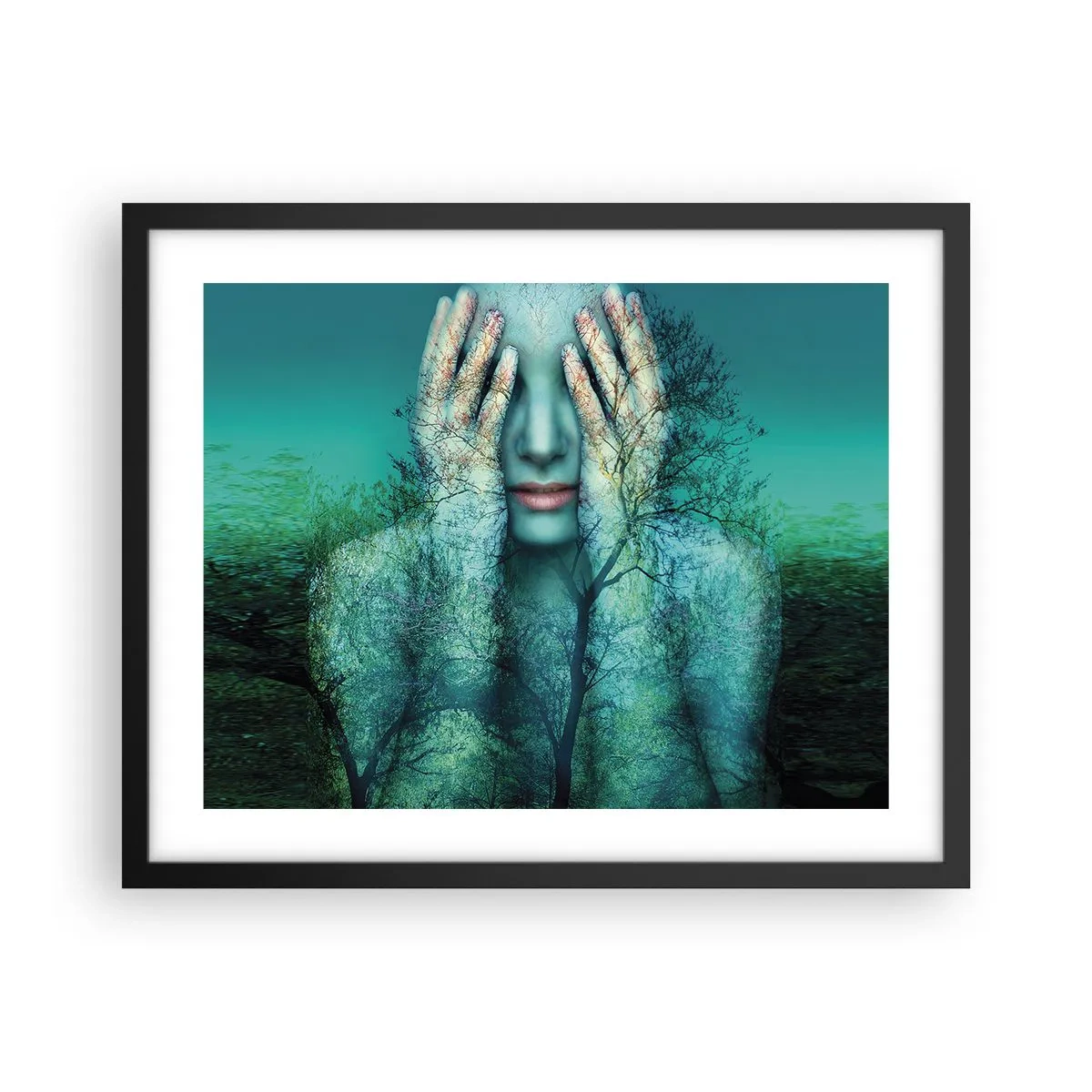 Plakat i sort ramme - Nedsænket i blåt - 50x40 cm