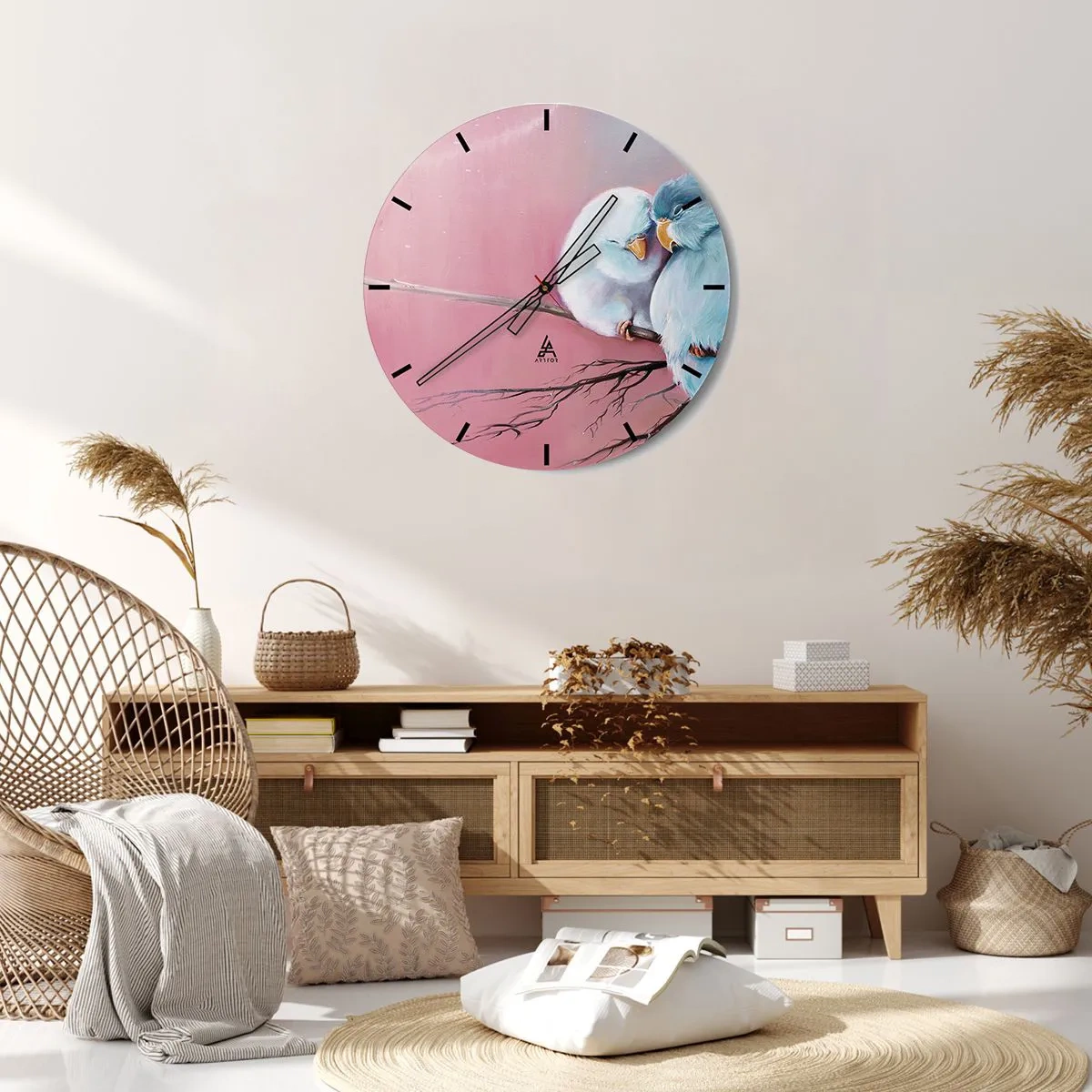 Vægur, Uret - Nærbillede af farverige blomster i nuancer af lyserød og guld - 30x30cm - Hvad er der at tilføje?.... - Moderne vægdekoration til stue, køkken og soveværelse ARTTOR