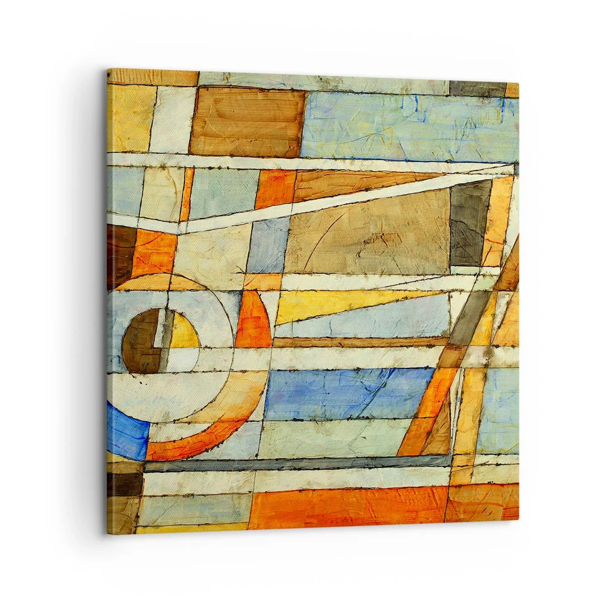 Lærredstryk - Billede på lærred - Kubisme på en byggeplads - 60x60 cm