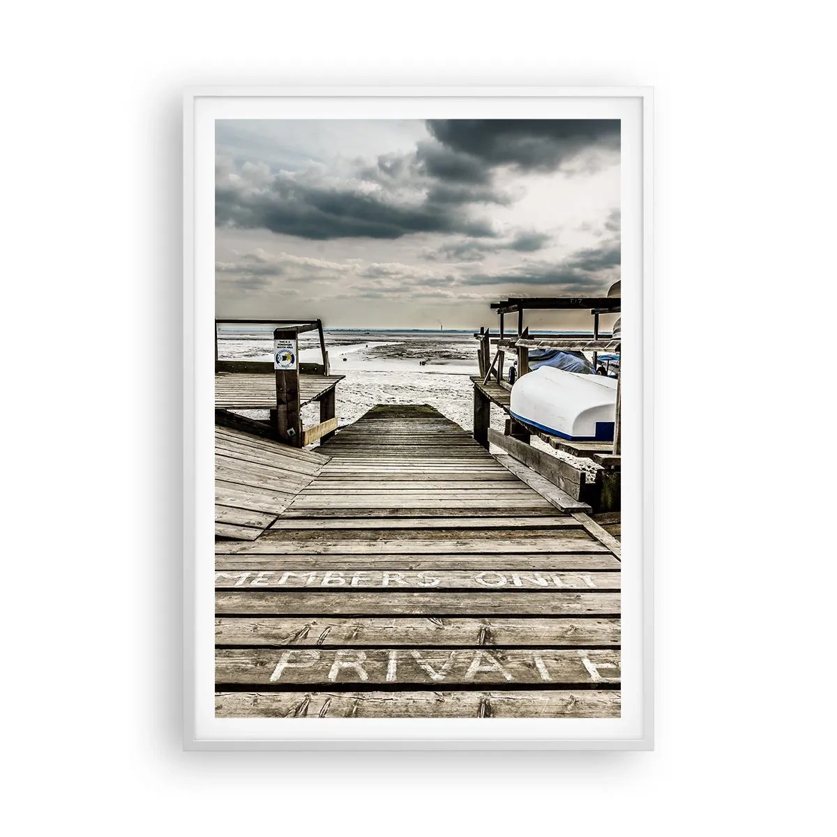 Plakat i hvid ramme - Stranden i nord - 70x100 cm