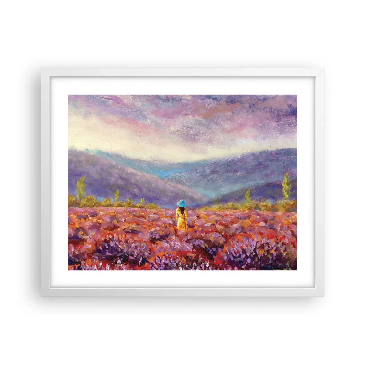 Plakat i hvid ramme - I en verden af lavendel - 50x40 cm