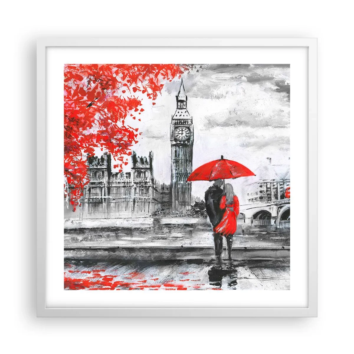 Plakat i hvid ramme - Forelsket i London - 50x50 cm