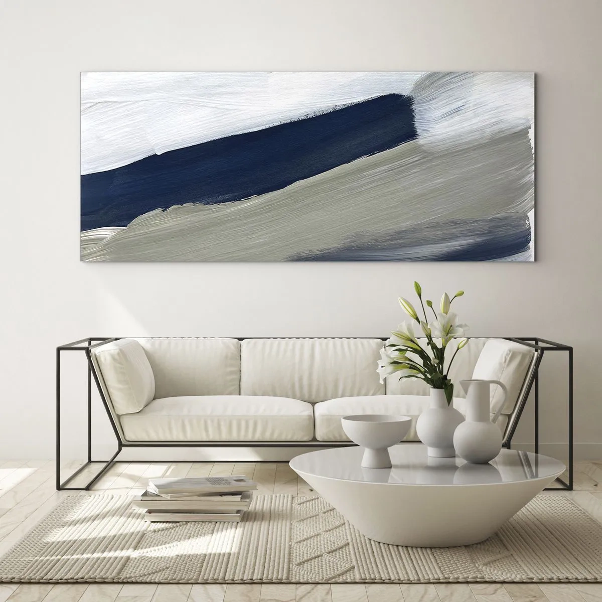 Billede på glas - Møde med det hvide - 100x40 cm