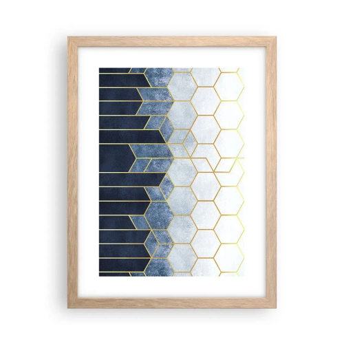 Plakat i ramme af lyst egetræ - Komposition i synkoperet rytme - 30x40 cm