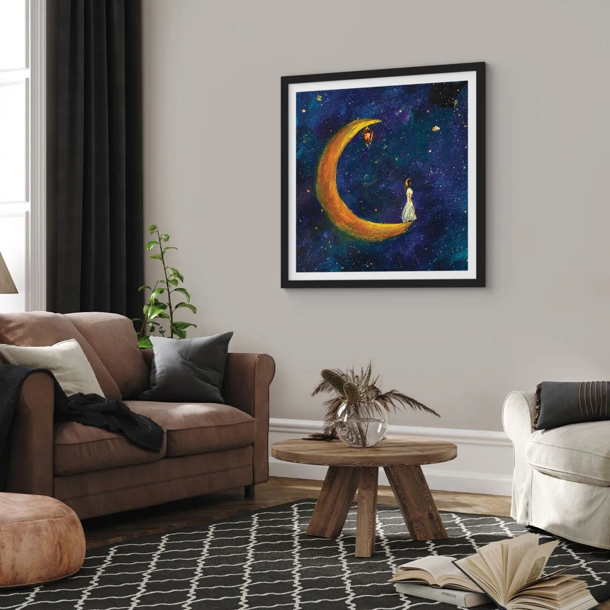 Plakat i sort ramme - Kald på verden - 30x30 cm