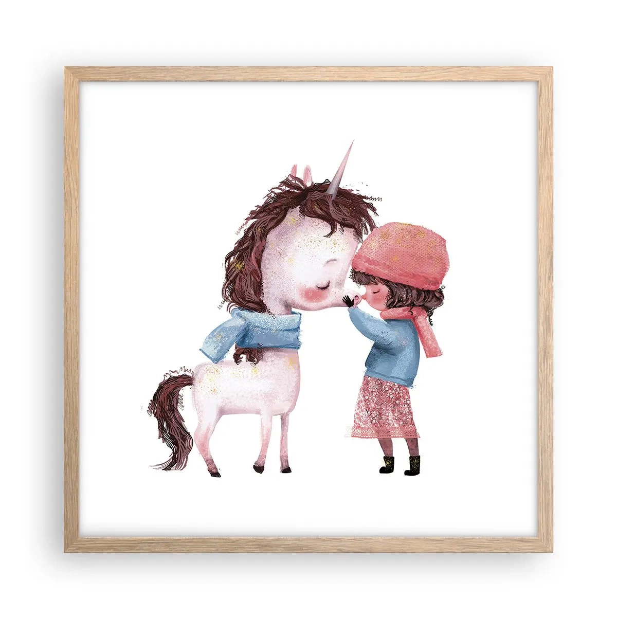 Plakat i ramme af lyst egetræ - En vinterhistorie - 50x50 cm