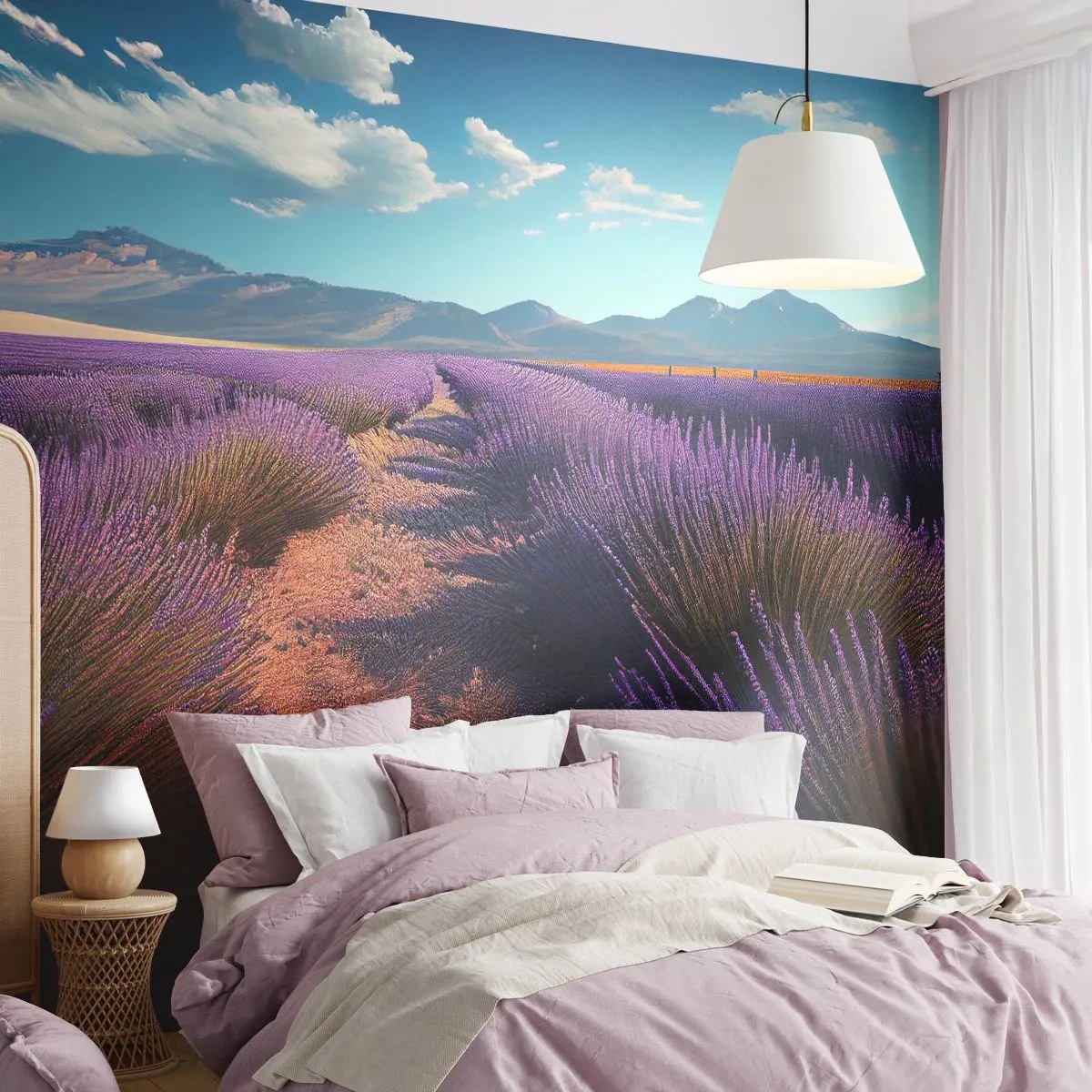 Fototapet Premium Sand - Duftende marker - Lavendel, Horisont, Landskab - 100x70 cm