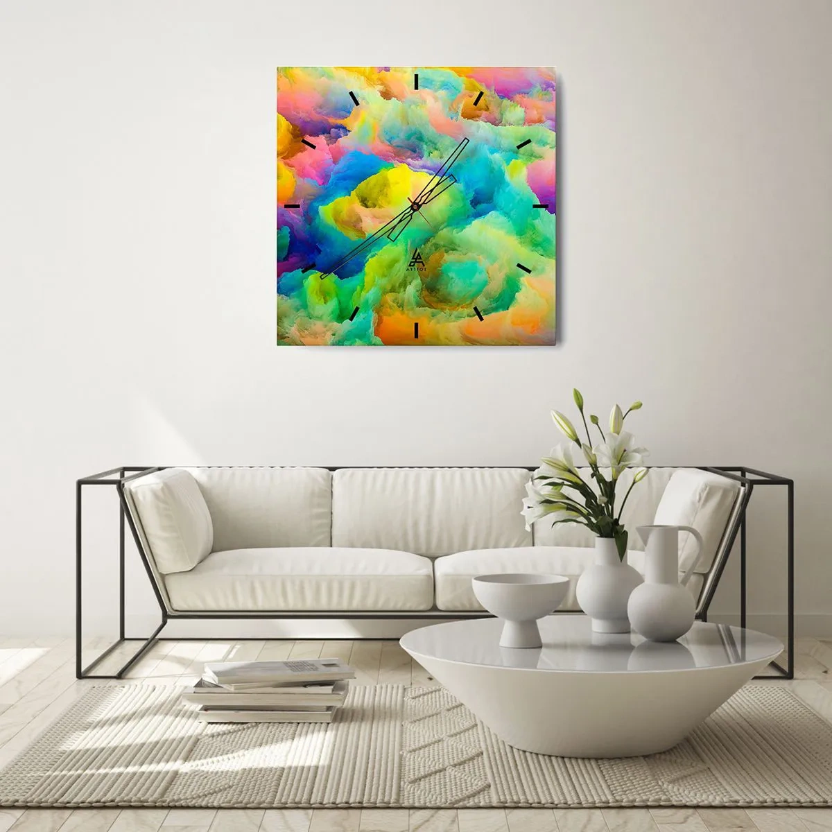 Vægur, Uret - Regnbuefnug - 30x30 cm