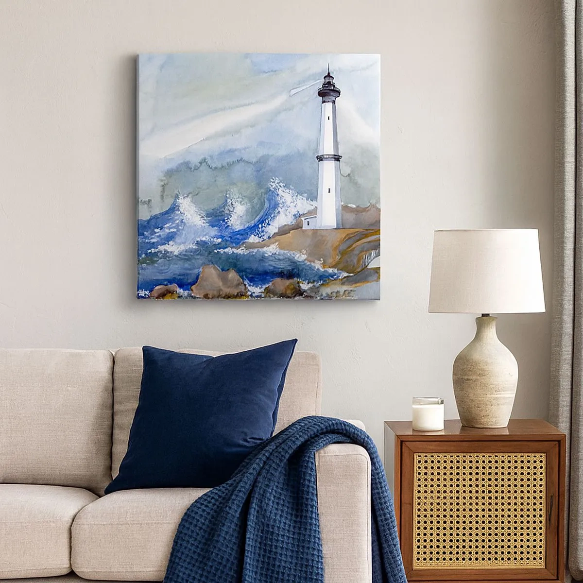 Lærredstryk - Billede på lærred - Mod mørket og stormen - 30x30 cm